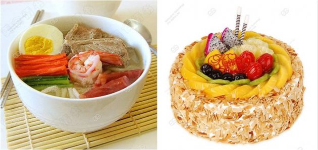 The noodles or cakes?